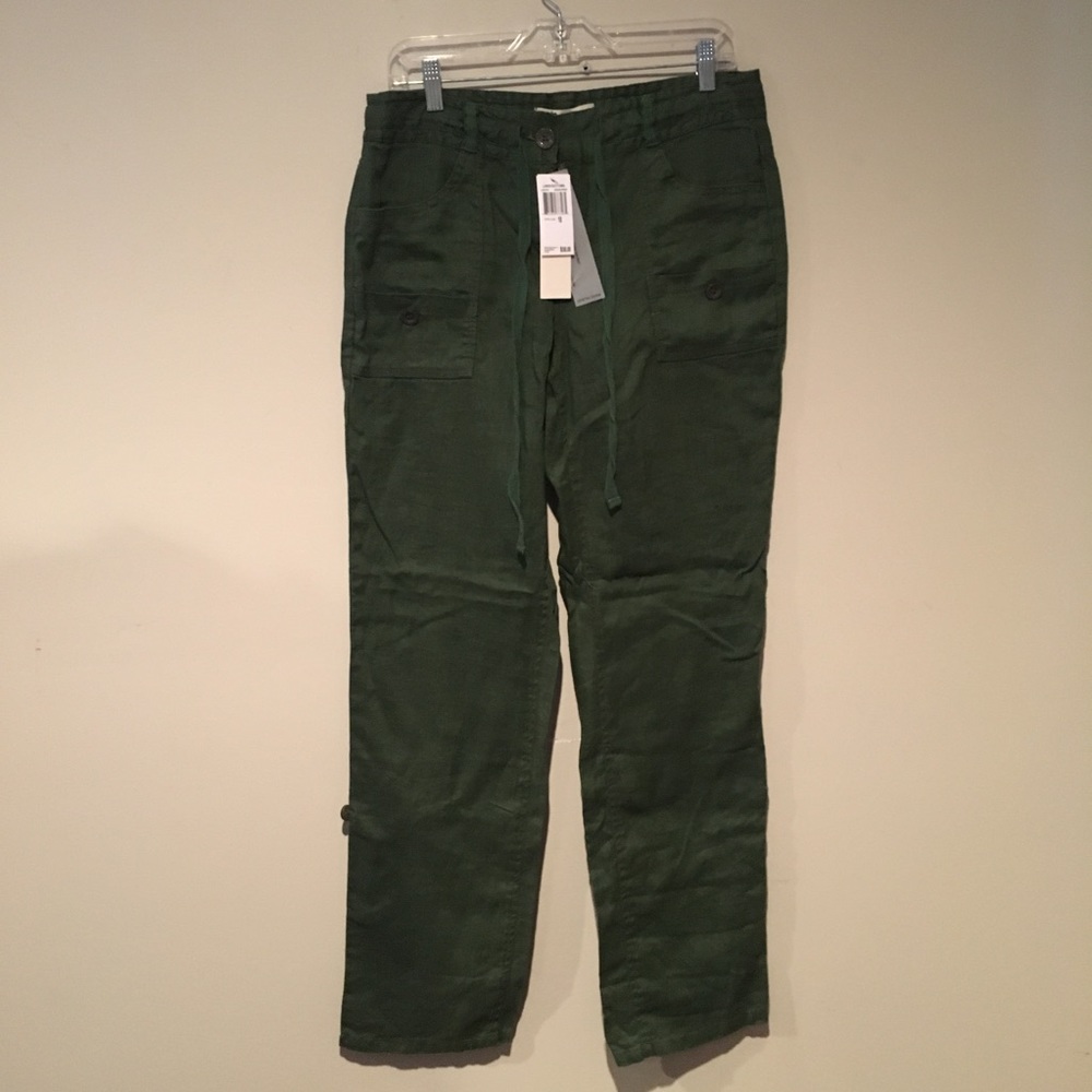Green linen pants
